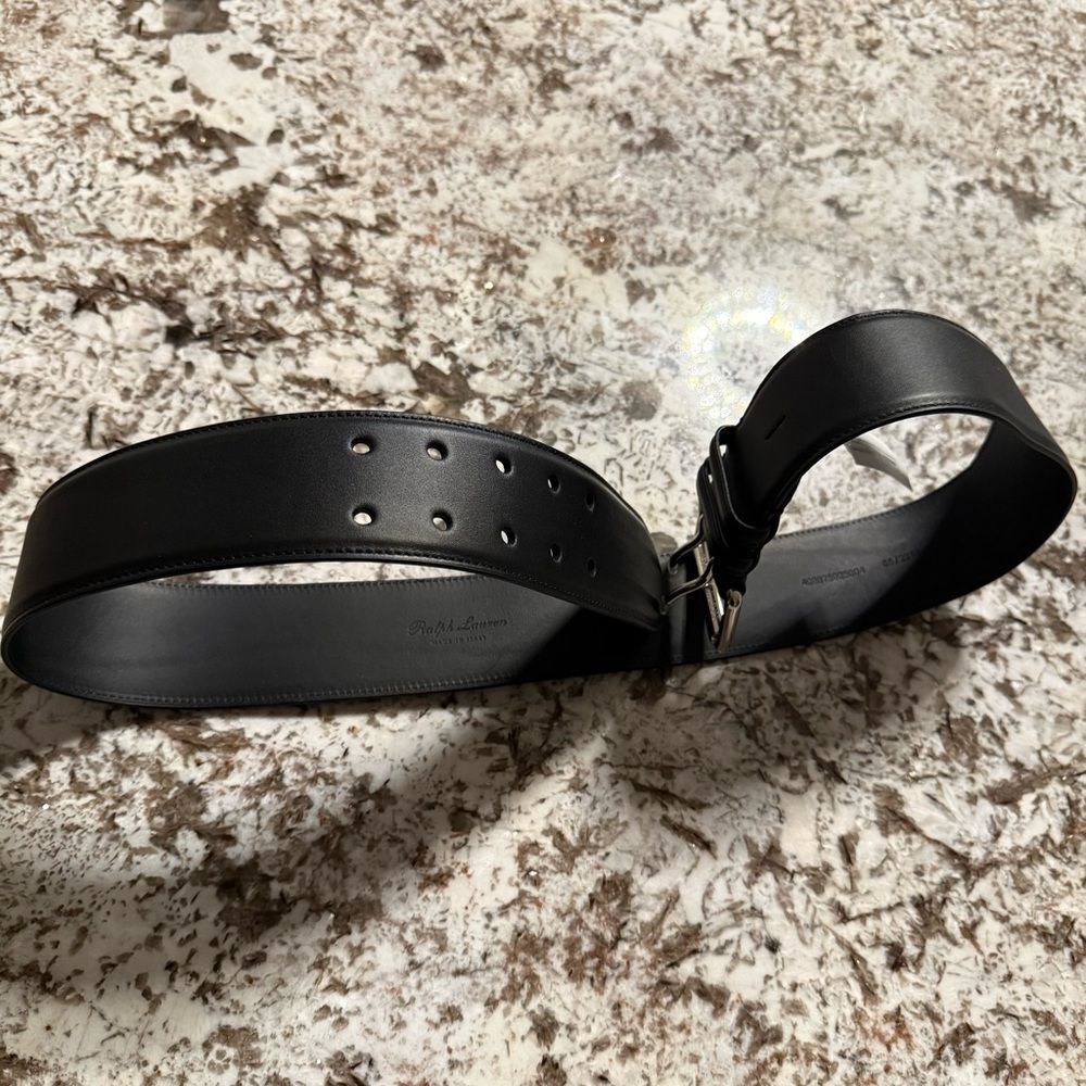 Ralph Lauren Black Leather Belt – Men’s | Made In Italy | XL | New With Tag - Picture 4 of 17